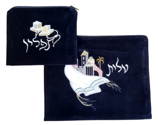 סט כיסויים עם ציור של טלית ותפילין
